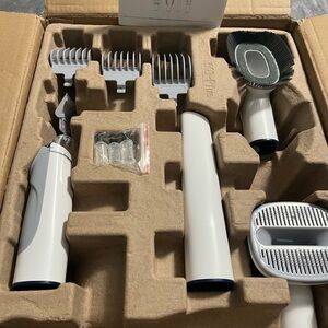 White and Gray Dog or Cat Grooming Kit and Vacuum